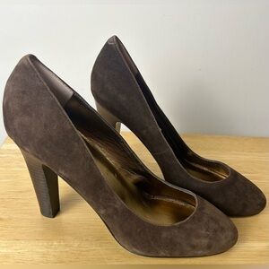 Lauren Ralph Lauren LRL Suede Pumps Heels Shoes 8.5 Brown City Office Evening‎